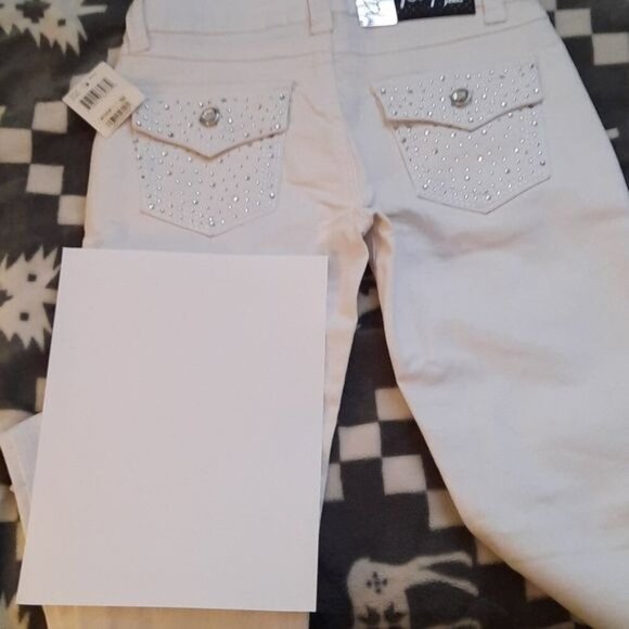 Klip Jeans NWT White Rhinestone 5 Pocket Low Rise Skinny Denim Jeans Size 7 - Picture 16 of 16